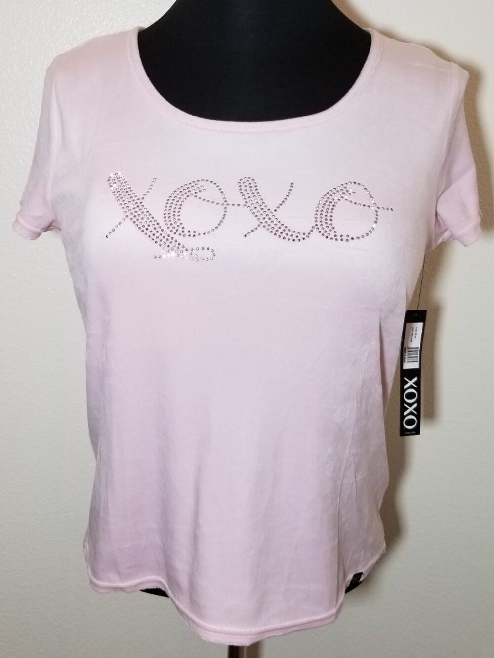 XOXO Womens L Pink Short Sleeve Sleep Short Velour Studs Loungewear Comfy NWT